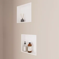 Italbox Lot de 2 Niches de Douche Blanc Satiné - 30x30 cm - Rangement Mural Salle de Bain - NOOK