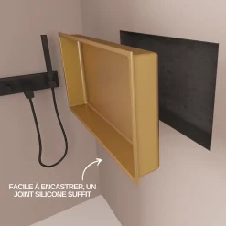 Italbox Lot de 2 Niches de Douche Or Satiné - 30x30 cm et 30x60 cm - Rangement Mural Salle de Bain - NOOK