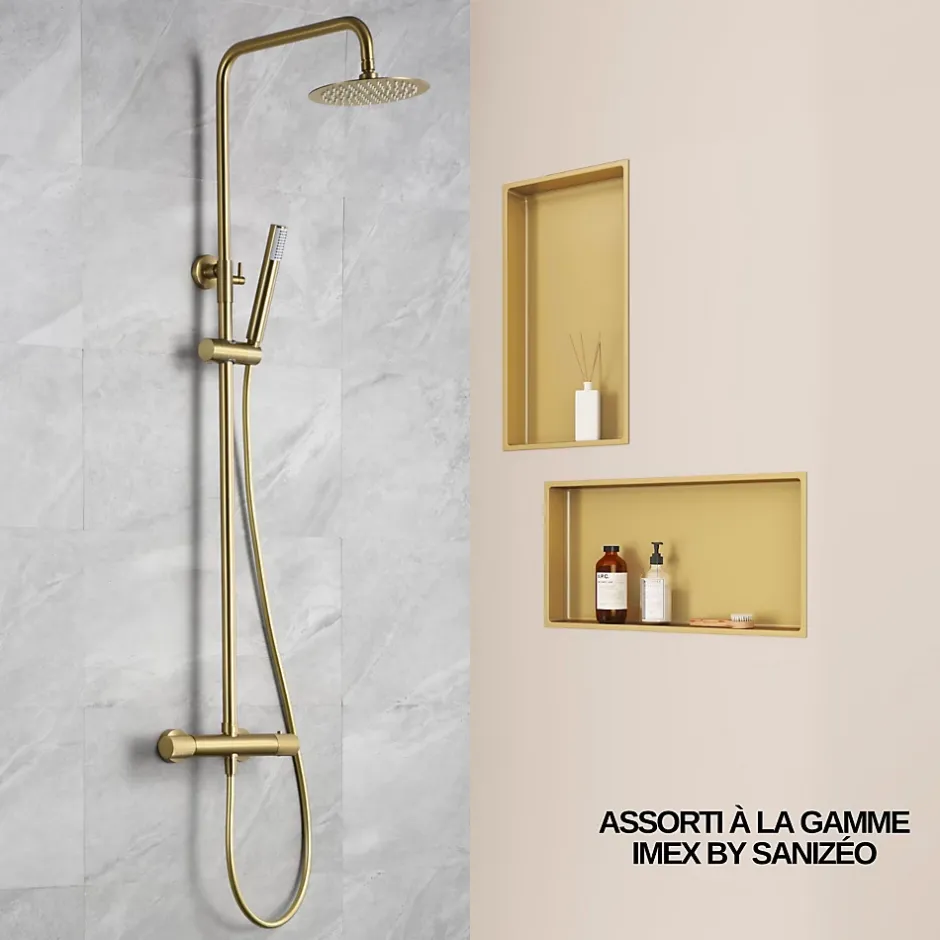 Italbox Lot de 2 Niches de Douche Or Satiné - 30x30 cm et 30x60 cm - Rangement Mural Salle de Bain - NOOK