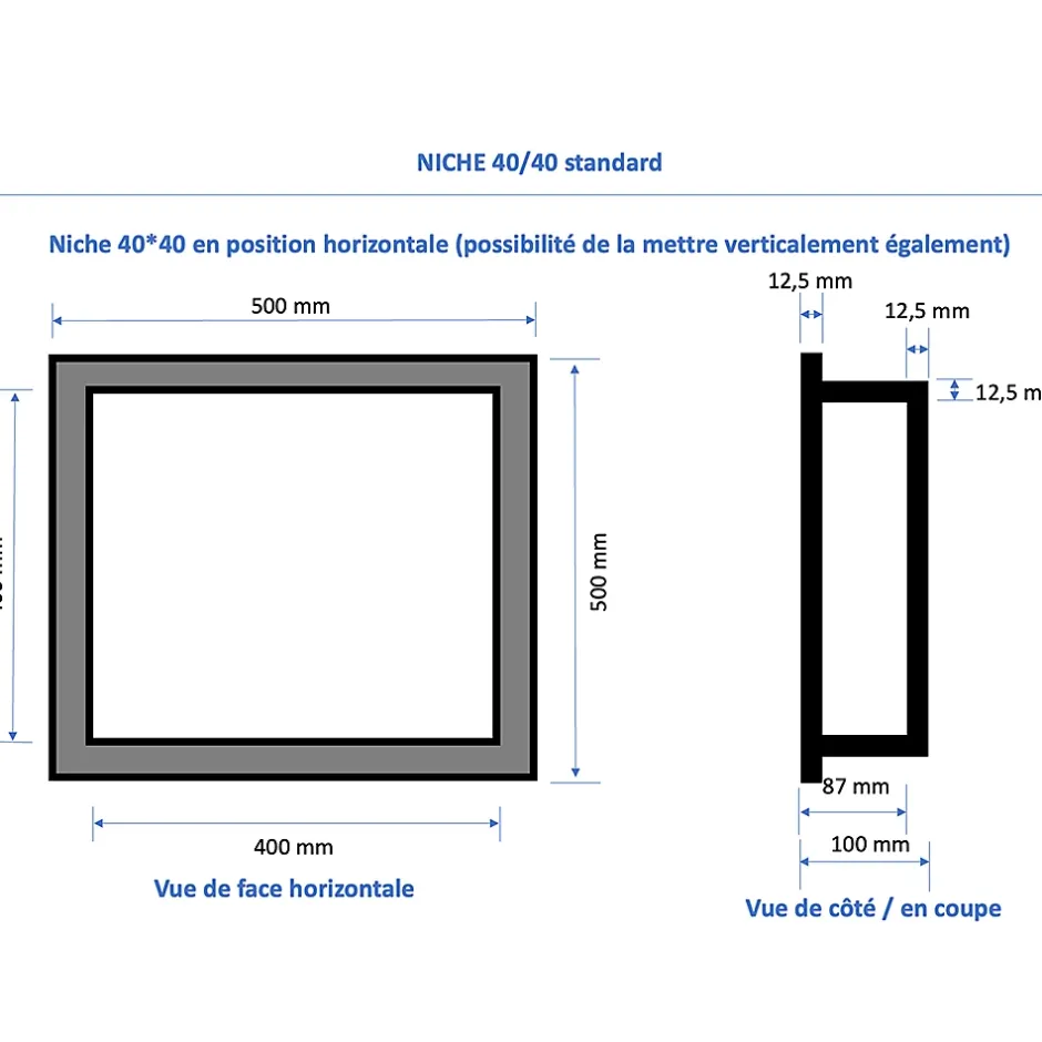 U-tile Lot de 2 niches de douche à carreler - formats intérieurs 40 x 40 cm - 9 cm de profondeur* Niche De Salle De Bains