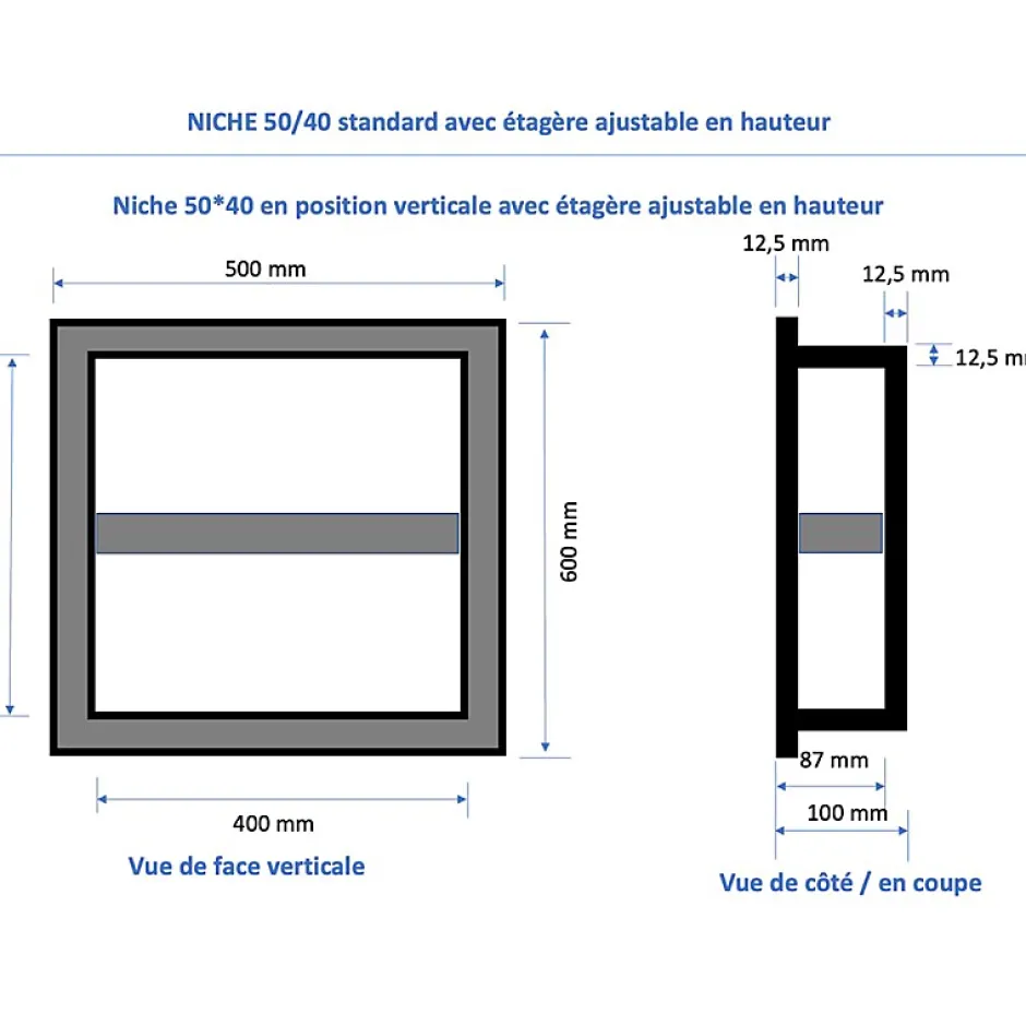 U-tile Lot de 2 niches de douche à carreler - formats intérieurs 40 x 40 cm - 9 cm de profondeur* Niche De Salle De Bains