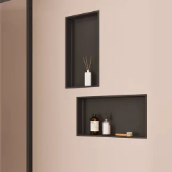 Italbox Lot de 2 Niches de Douche Noir Satiné - 30x60 cm - Rangement Mural Salle de Bain - NOOK