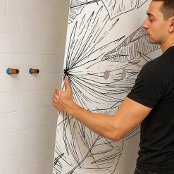 99Deco Lot de 2 panneaux de douche en aluminium (90x220 & 120x220 cm) + profilés noir - Lamnar - Noir* Panneau Mural De Salle De Bains