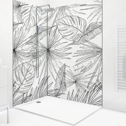 99Deco Lot de 2 panneaux de douche en aluminium (90x220 & 120x220 cm) + profilés noir - Lamnar - Noir* Panneau Mural De Salle De Bains