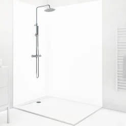 99Deco Lot de 2 panneaux de douche en PVC (90x220 & 120x220 cm) + profilés blanc - Essentiel - Blanc* Panneau Mural De Salle De Bains