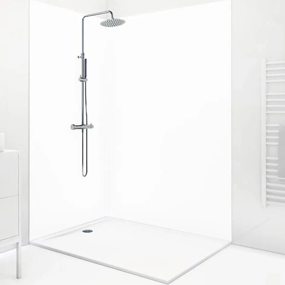 99Deco Lot de 2 panneaux de douche en PVC (90x220 & 120x220 cm) + profilés blanc - Essentiel - Blanc* Panneau Mural De Salle De Bains