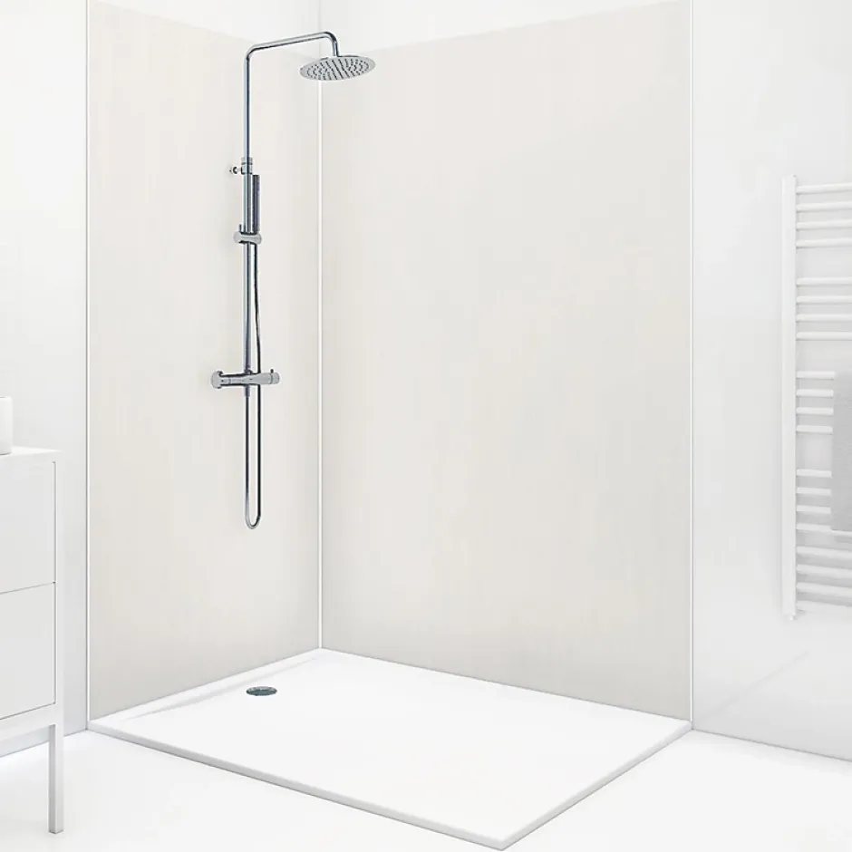 99Deco Lot de 2 panneaux de douche en PVC (90x220 & 120x220 cm) + profilés blanc - Pierre Claire - Gris* Panneau Mural De Salle De Bains