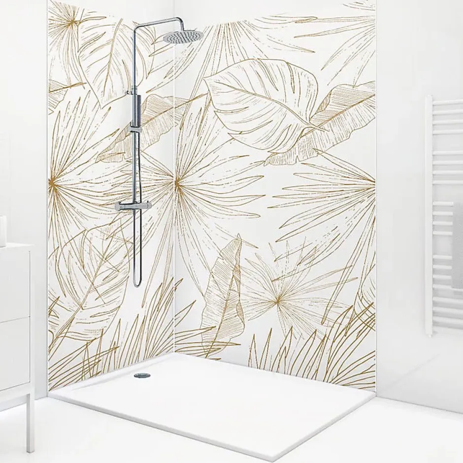 99Deco Lot de 2 panneaux de douche en PVC (90x220 & 120x220 cm) + profilés blanc - Lamnar Kola* Panneau Mural De Salle De Bains
