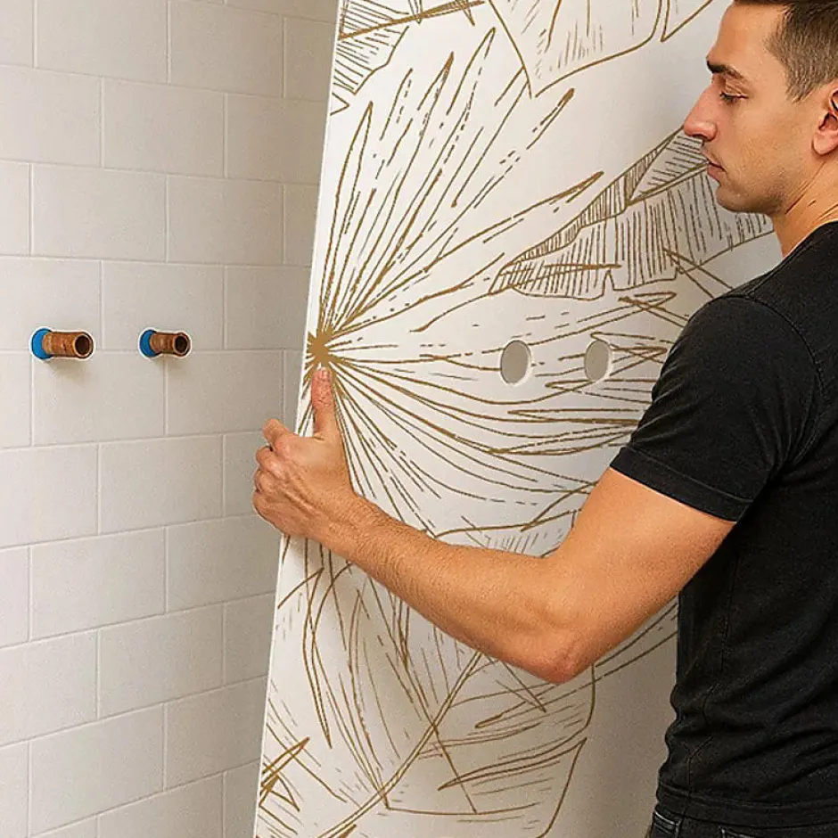 99Deco Lot de 2 panneaux de douche en PVC (90x220 & 120x220 cm) + profilés blanc - Lamnar Kola* Panneau Mural De Salle De Bains