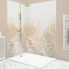 99Deco Lot de 2 panneaux de douche en PVC (90x220 & 120x220 cm) + profilés blanc - Motif végétal - Beige - Gaïa