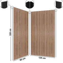 99Deco Lot de 2 panneaux de douche en aluminium (90x220 & 120x220 cm) + profilés noir - effet bois - Japandi - Marron et noir* Panneau Mural De Salle De Bains