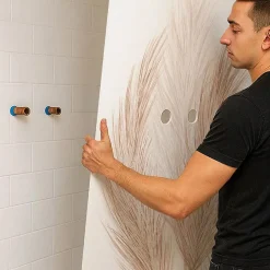 99Deco Lot de 2 panneaux de douche en aluminium (90x220 & 120x220 cm) + profilés blanc - Pampa - Marron* Panneau Mural De Salle De Bains