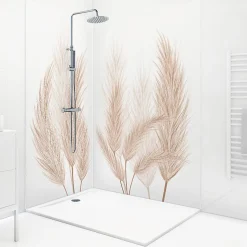 99Deco Lot de 2 panneaux de douche en aluminium (90x220 & 120x220 cm) + profilés blanc - Pampa - Marron* Panneau Mural De Salle De Bains