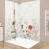 99Deco Lot de 2 panneaux de douche en aluminium (90x220 & 120x220 cm) + profilés blanc - Herbier - Multicouleurs