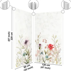 99Deco Lot de 2 panneaux de douche en aluminium (90x220 & 120x220 cm) + profilés blanc - Herbier - Multicouleurs