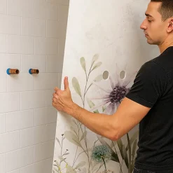 99Deco Lot de 2 panneaux de douche en aluminium (90x220 & 120x220 cm) + profilés blanc - Herbier - Multicouleurs