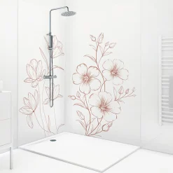 99Deco Lot de 2 panneaux de douche en aluminium (90x220 & 120x220 cm) + profilés blanc - Charme - Terracotta