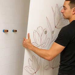 99Deco Lot de 2 panneaux de douche en aluminium (90x220 & 120x220 cm) + profilés blanc - Charme - Terracotta