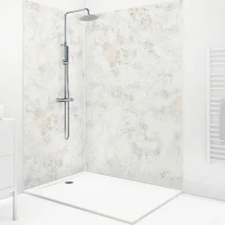 99Deco Lot de 2 panneaux de douche en aluminium (90x220 & 120x220 cm) + profilés blanc - New Trashwall - Marron* Panneau Mural De Salle De Bains
