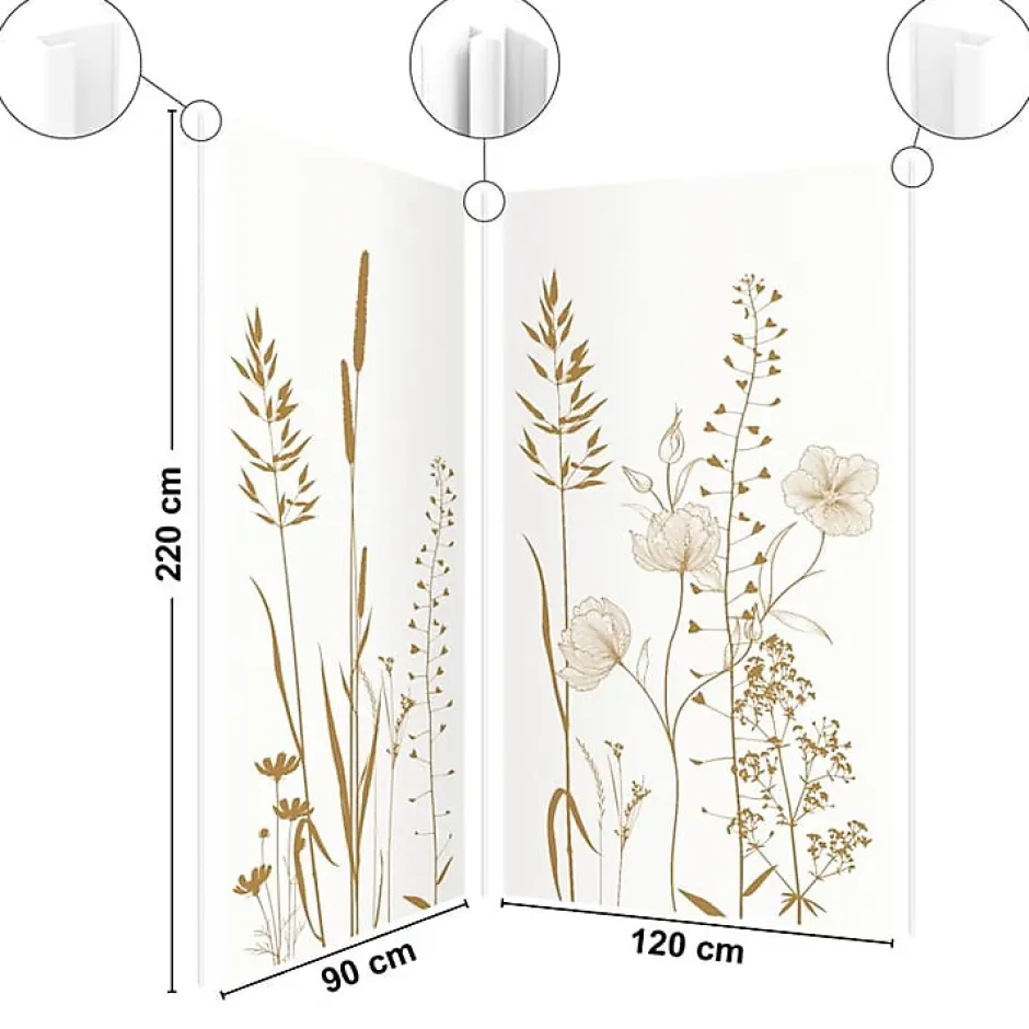 99Deco Lot de 2 panneaux de douche en PVC (90x220 & 120x220 cm) + profilés blanc - Vegetalist - Marron* Panneau Mural De Salle De Bains