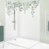 99Deco Lot de 2 panneaux de douche en aluminium (90x220 & 120x220 cm) + profilés blanc - Flowers in Rain - Multicolore
