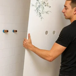 99Deco Lot de 2 panneaux de douche en aluminium (90x220 & 120x220 cm) + profilés blanc - Flowers in Rain - Multicolore