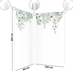 99Deco Lot de 2 panneaux de douche en aluminium (90x220 & 120x220 cm) + profilés blanc - Flowers in Rain - Multicolore