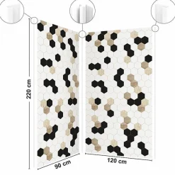 99Deco Lot de 2 panneaux de douche en aluminium (90x220 & 120x220 cm) + profilés blanc - Mix Hexa - Multicolore