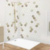 99Deco Lot de 2 panneaux de douche en aluminium (90x220 & 120x220 cm) + profilés blanc - Hexa Bois - Marron* Panneau Mural De Salle De Bains