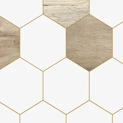 99Deco Lot de 2 panneaux de douche en aluminium (90x220 & 120x220 cm) + profilés blanc - Hexa Bois - Marron* Panneau Mural De Salle De Bains