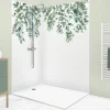 99Deco Lot de 2 panneaux de douche en PVC (90x220 & 120x220 cm) + profilés blanc - Eucalyptus in Rain - Multicolore