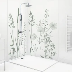 99Deco Lot de 2 panneaux de douche en aluminium (90x220 & 120x220 cm) + profilés blanc - Vegetalist - Vert* Panneau Mural De Salle De Bains