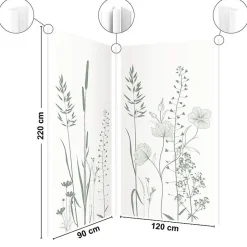 99Deco Lot de 2 panneaux de douche en PVC (90x220 & 120x220 cm) + profilés blanc - Vegetalist - Vert