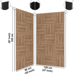 99Deco Lot de 2 panneaux de douche en aluminium (90x220 & 120x220 cm) + profilés noir - Wabi Sabi - Marron et nor