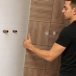 99Deco Lot de 2 panneaux de douche en aluminium (90x220 & 120x220 cm) + profilés noir - Wabi Sabi - Marron et nor