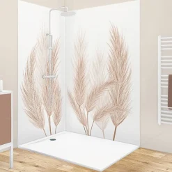 99Deco Lot de 2 panneaux de douche en PVC (90x220 & 120x220 cm) + profilés blanc - Pampa - Marron* Panneau Mural De Salle De Bains