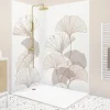 99Deco Lot de 2 panneaux de douche en aluminium (90x220 & 120x220 cm) + profilés blanc - Motif Floral - Gingko Blanc