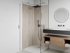 Vente-unique Lot de 2 panneaux muraux de douche effet bois clair en aluminium avec profilés - 2 x L90 x H210 cm- ENEKO