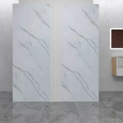 AICA Sanitaire Lot de 2 panneaux muraux de douche effet Marbre en Aluminium avec 1 profilés,L100xL90xH210 cm ,Protection murale,Antimoisissure* Panneau Mural De Salle De Bains