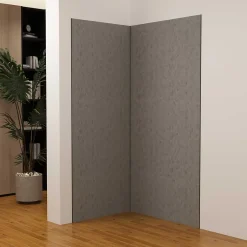 AICA Sanitaire Lot de 2 panneaux muraux de douche gris mural aluminium avec 3 profiles - L.90 x L.90 x H.210 cm - facile à nettoyer* Panneau Mural De Salle De Bains