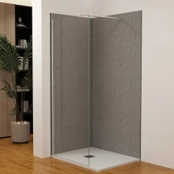 AICA Sanitaire Lot de 2 panneaux muraux de douche gris mural aluminium avec 3 profiles - L.90 x L.90 x H.210 cm - facile à nettoyer* Panneau Mural De Salle De Bains