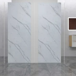 AICA Sanitaire Lot de 2 panneaux muraux de douche effet Marbre en Aluminium avec 3 profilés,L100xL100xH210cm ,Protection murale,Antimoisissure* Panneau Mural De Salle De Bains