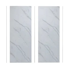 AICA Sanitaire Lot de 2 panneaux muraux de douche effet Marbre en Aluminium avec 3 profilés,L100xL100xH210cm ,Protection murale,Antimoisissure* Panneau Mural De Salle De Bains