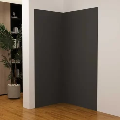 AICA Sanitaire Lot de 2 panneaux muraux de douche Noir mural aluminium avec 3 profiles - L.90 x L.120 x H.210 cm - durable et facile à nettoyer