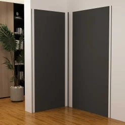 AICA Sanitaire Lot de 2 panneaux muraux de douche Noir mural aluminium avec 3 profiles - L.90 x L.120 x H.210 cm - durable et facile à nettoyer