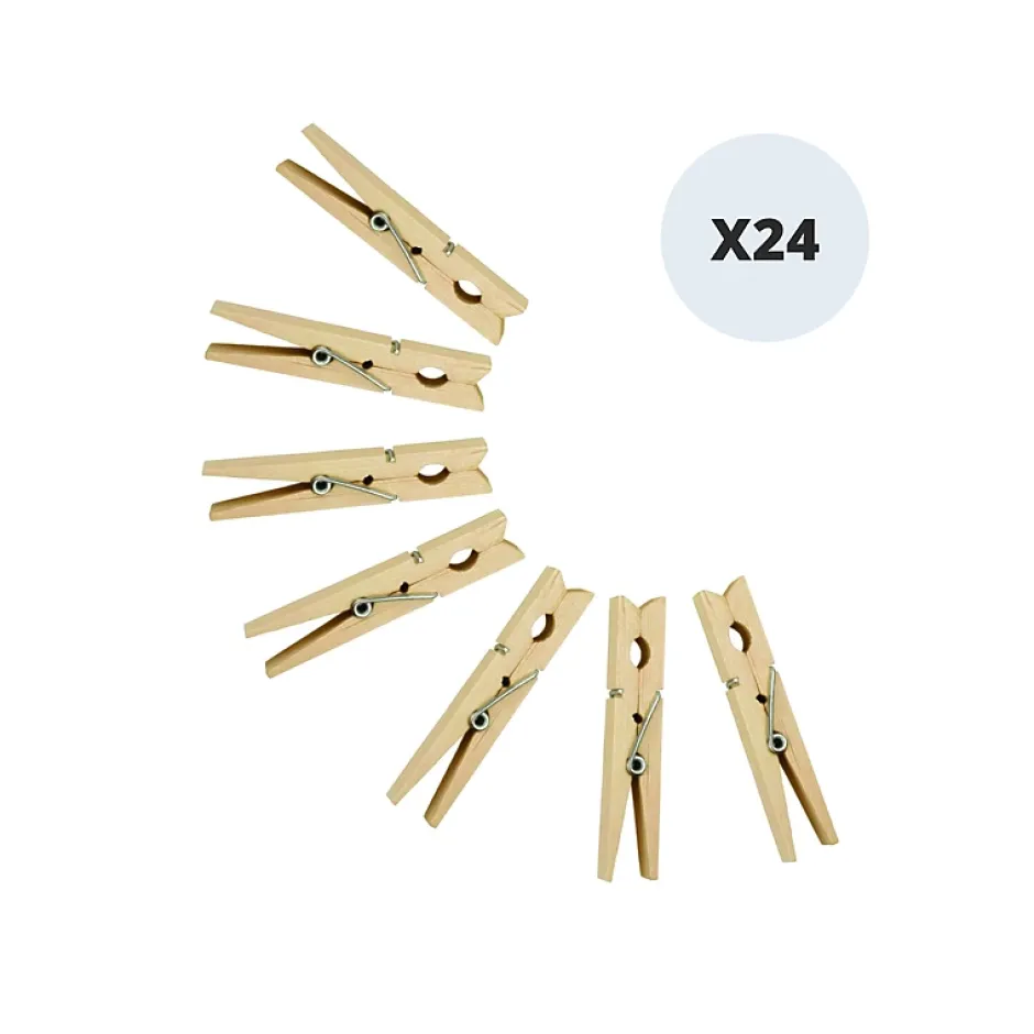 MSV Lot de 24 pinces à linge Bois