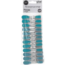 5Five Lot de 24 pinces à linge en plastique Rubber -