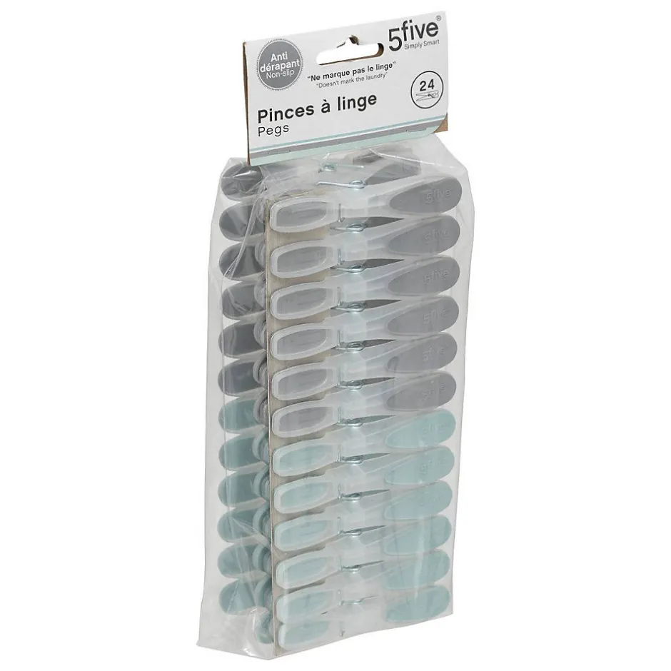 5Five Lot de 24 pinces à linge en plastique Rubber -