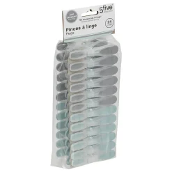 5Five Lot de 24 pinces à linge en plastique Rubber -