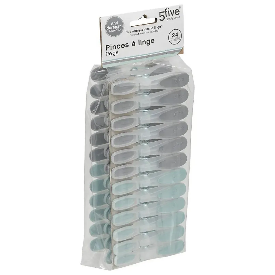 5Five Lot de 24 pinces à linge en plastique Rubber -